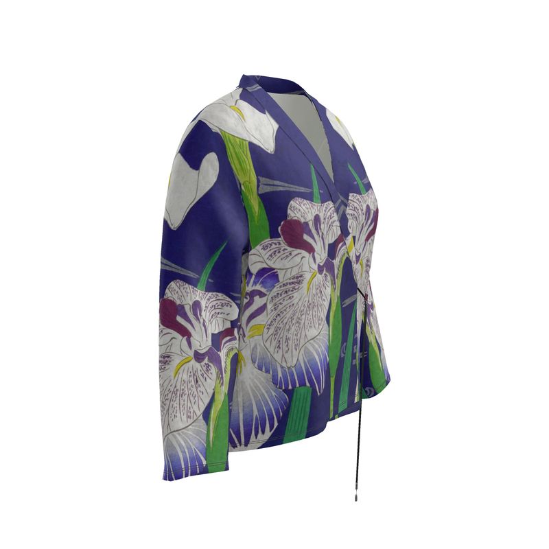 Velvet Wrap Blazer In Japanese  Ukiyo-e Floral Print