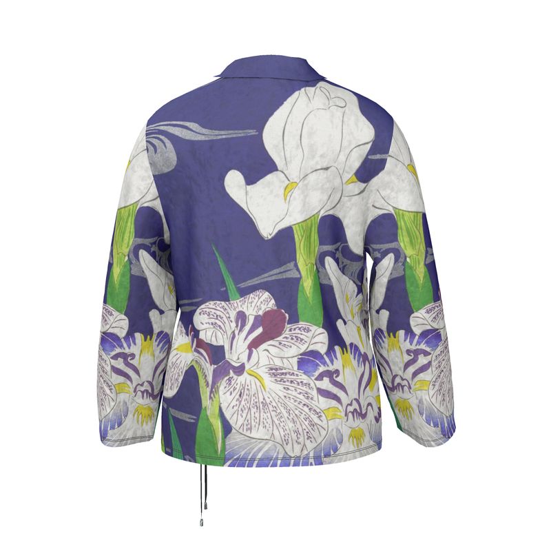 Velvet Wrap Blazer In Japanese  Ukiyo-e Floral Print