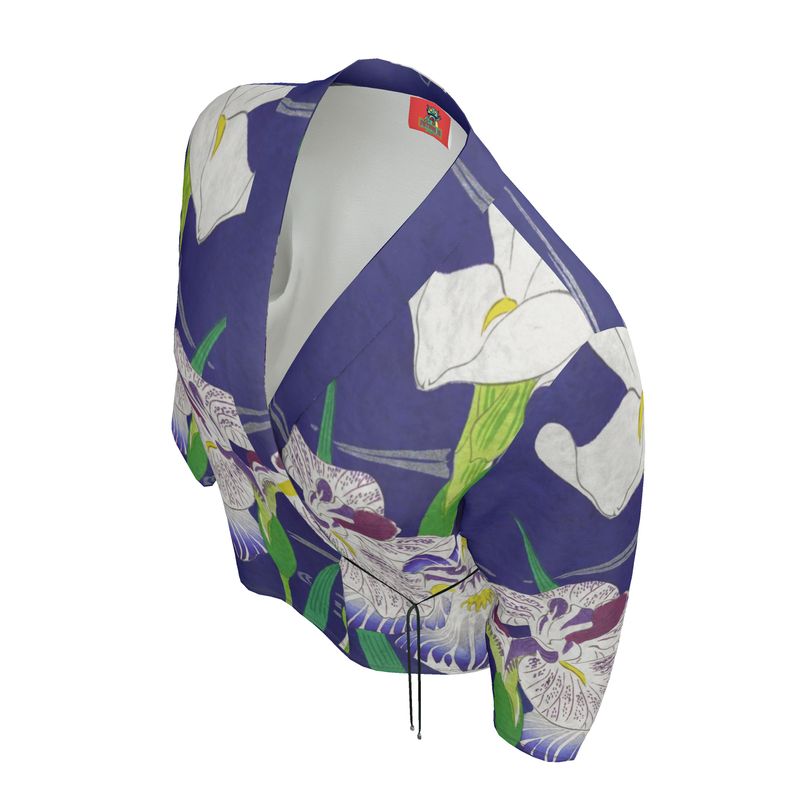 Velvet Wrap Blazer In Japanese  Ukiyo-e Floral Print