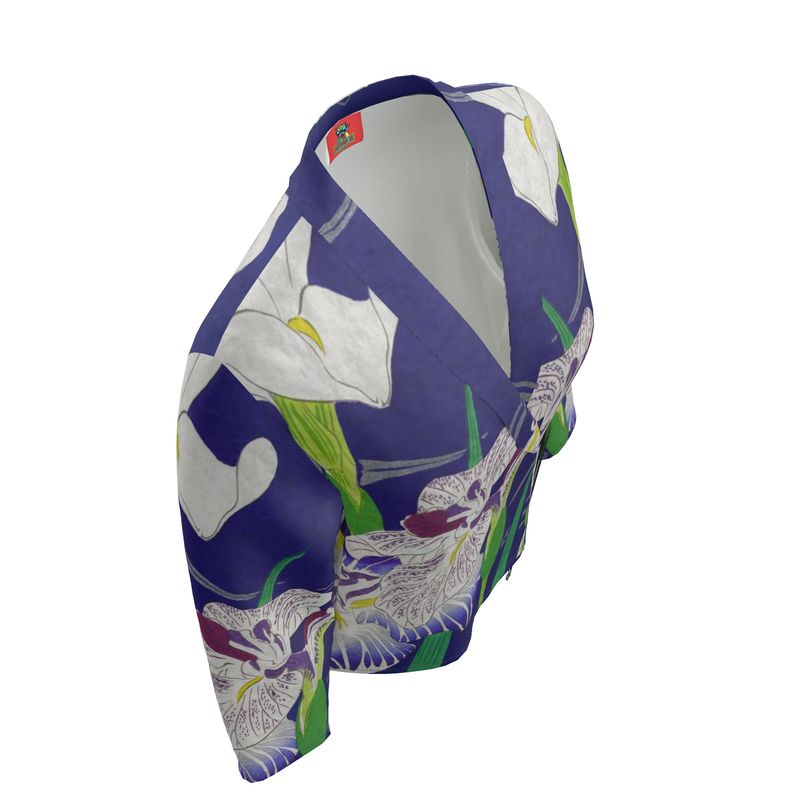 Velvet Wrap Blazer In Japanese  Ukiyo-e Floral Print