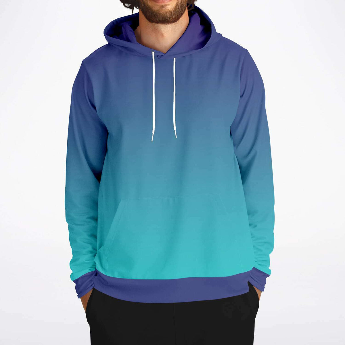 Blue Aqua Hoodie with Gradient Fade