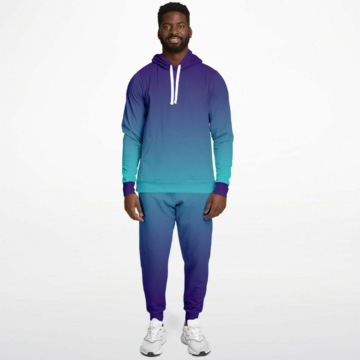 Blue and Aqua Gradient Fade Hoodie and Jogger set