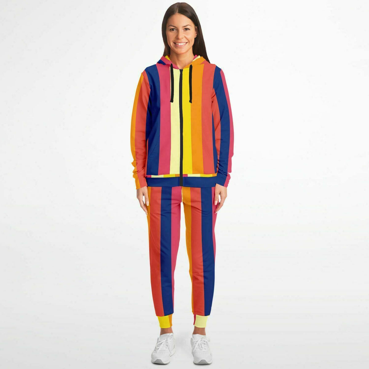 Trainingsanzug mit Kapuzenpullover und Jogginghose mit Retro-Streifen 