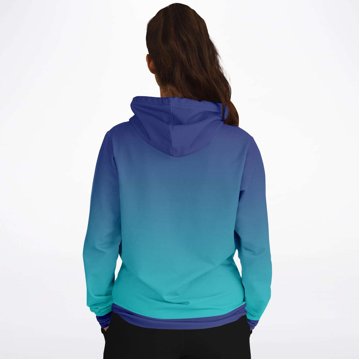 Blue Aqua Hoodie with Gradient Fade