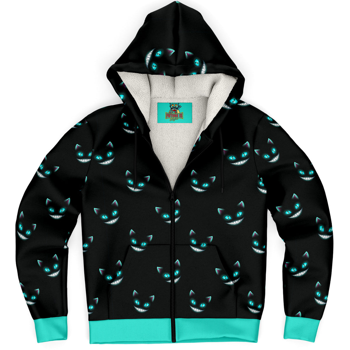 Cheshire Cat Microfleece Zip hoodie (smaller pattern)