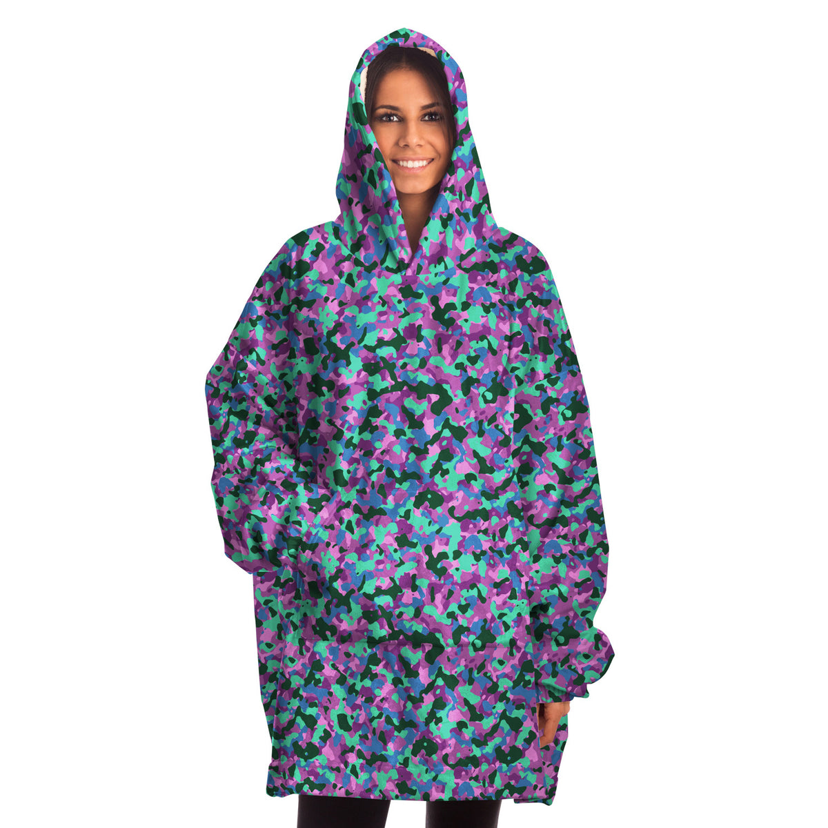 Übergroßer Kapuzenpullover mit Camouflage-Muster 