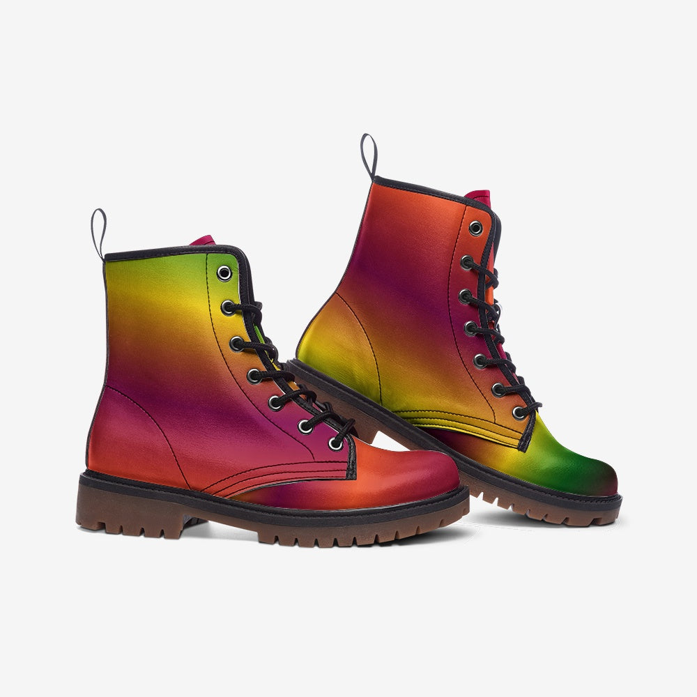 Rainbow Vegan Leather Combat Boots