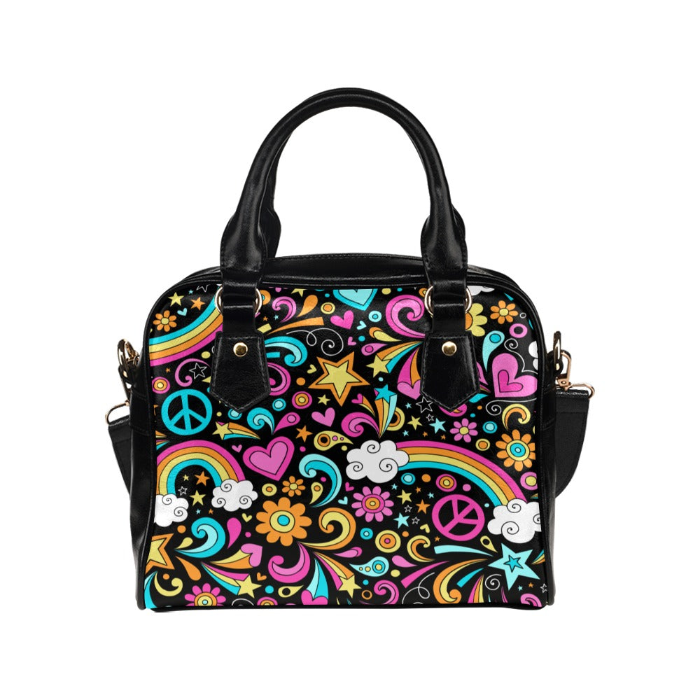 60&#39;s Rainbow Shoulder Handbag, High-Grade Vegan Leather, Large Capacity, Adjustable Strap