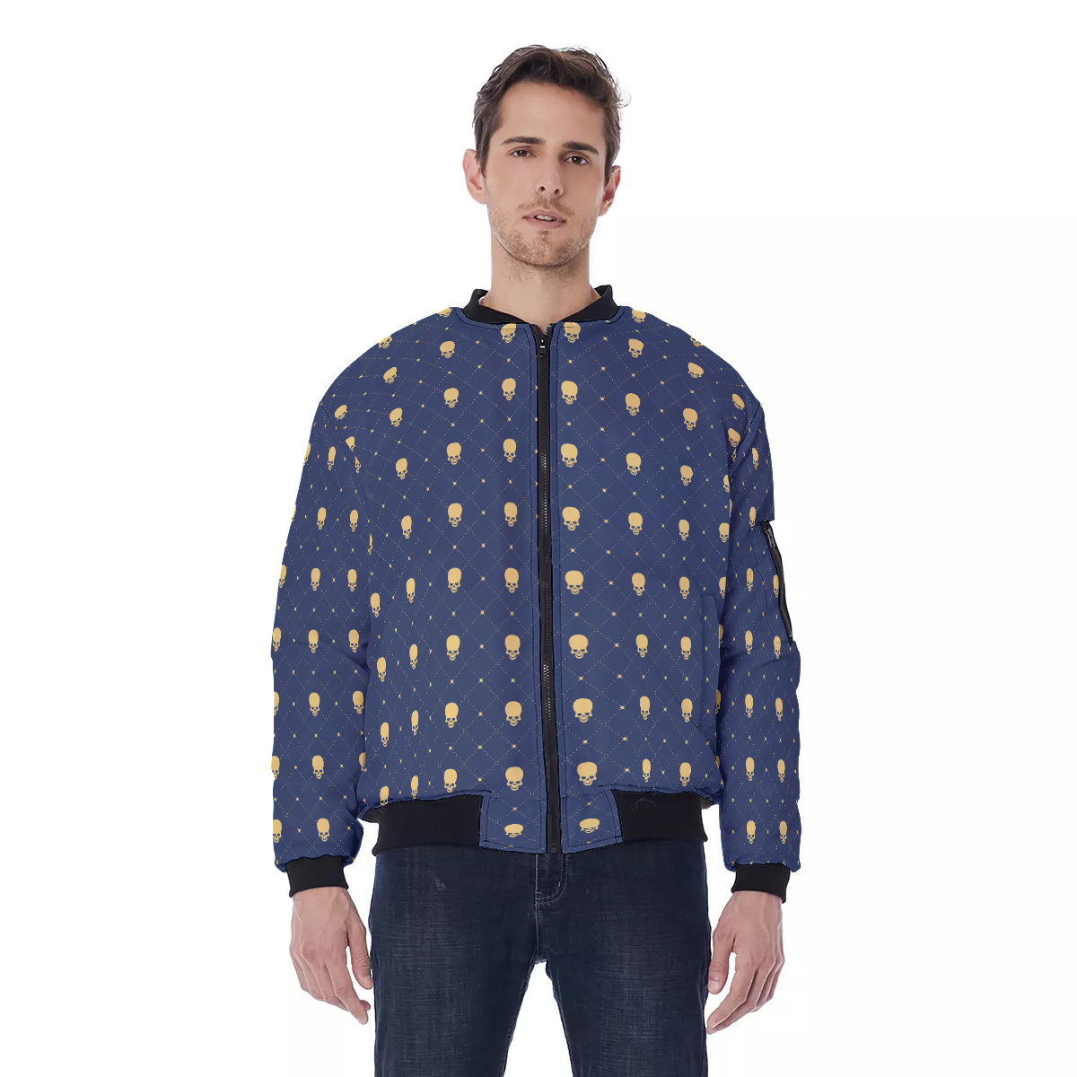 Blue Skull Bomber Jacket