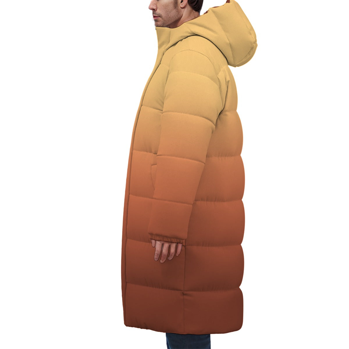 Duck Down Knee Length Puffer Coat - Golden Ombre Jacket