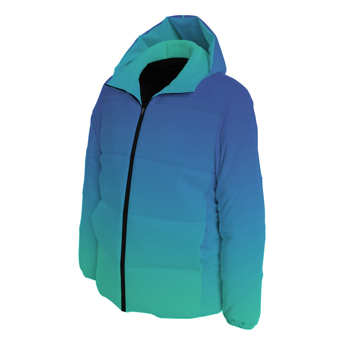 Duck Down Puffer Jacket- Ombre Blue Green with double zipper