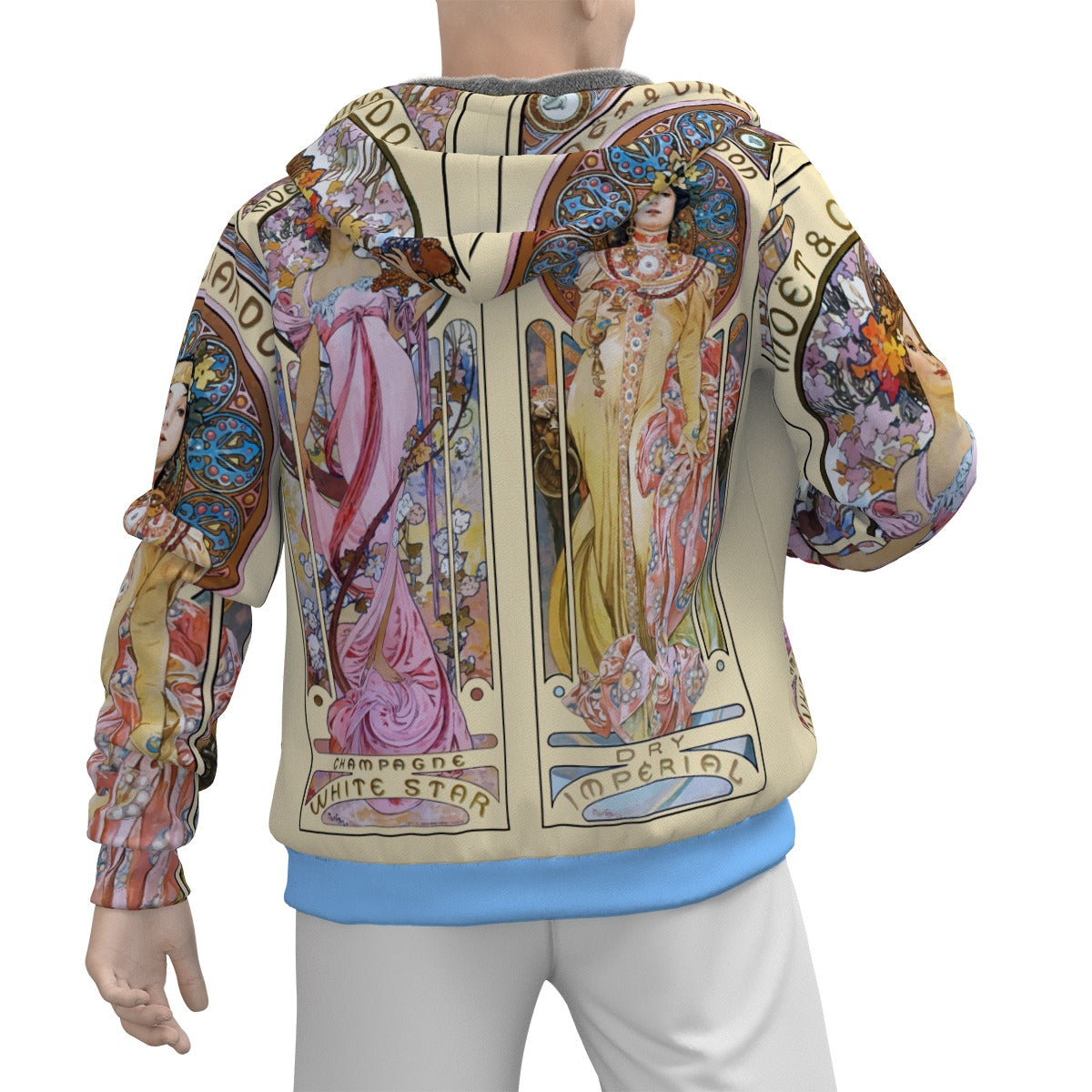 Alphonse Mucha Men&#39;s Sherpa Fleece Zip Up Hoodie