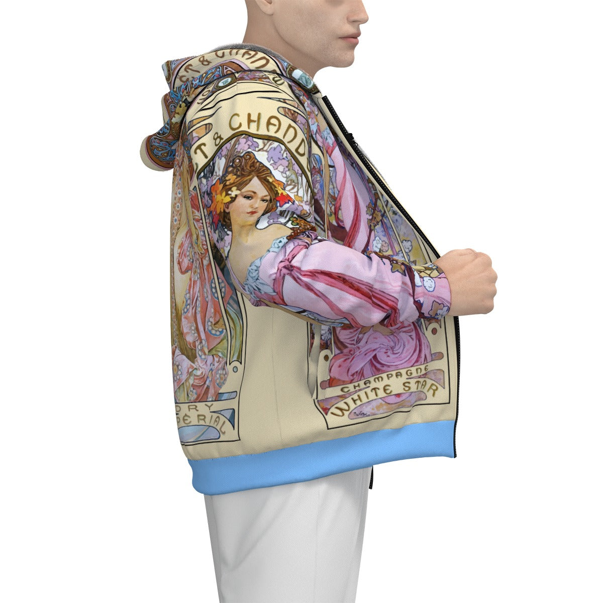 Alphonse Mucha Men&#39;s Sherpa Fleece Zip Up Hoodie