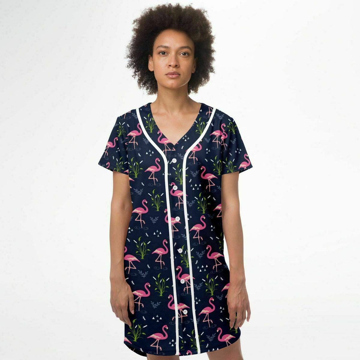 Baseball Jersey Dress - Flamingo Y2K