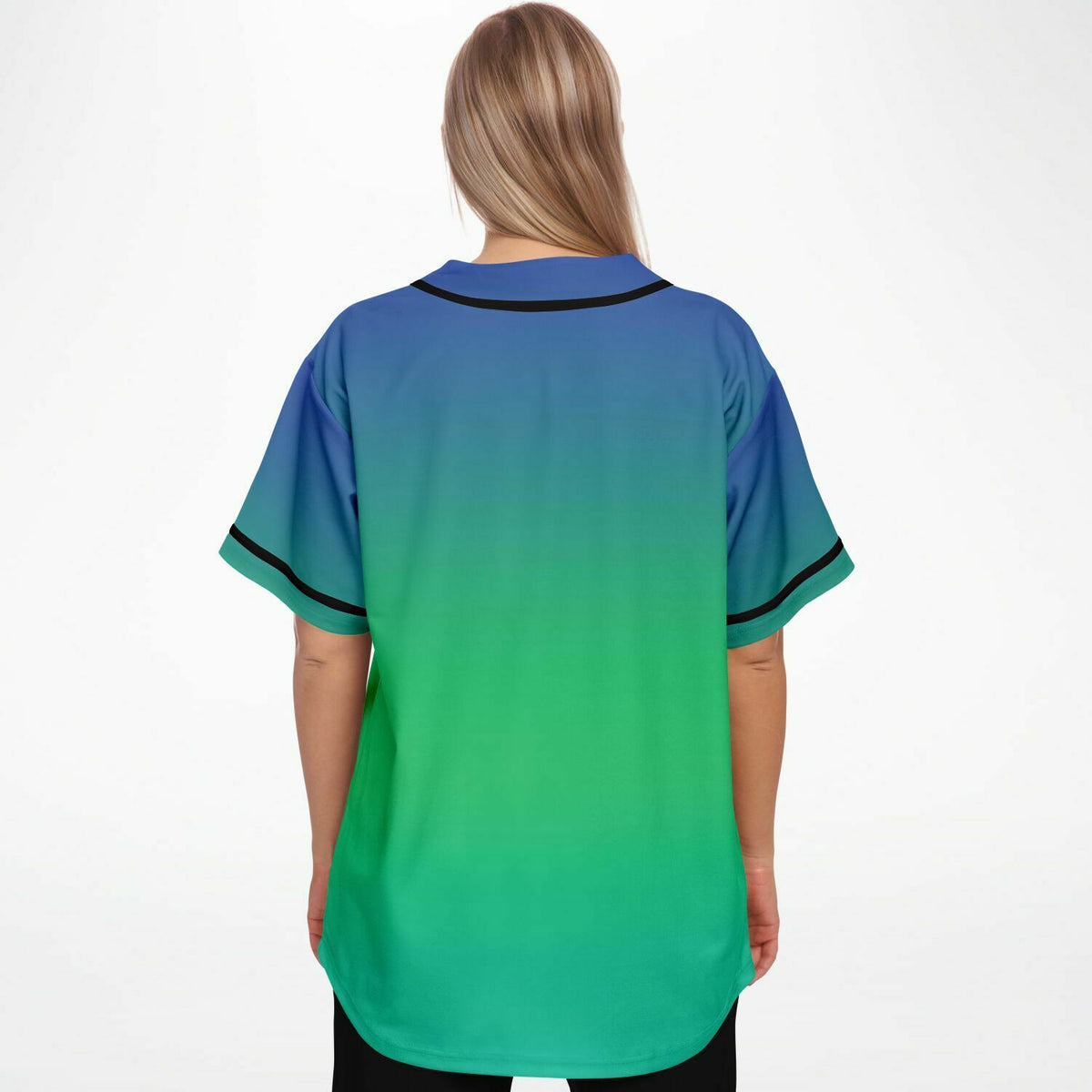 Baseball Jersey - blue green Ombre fade