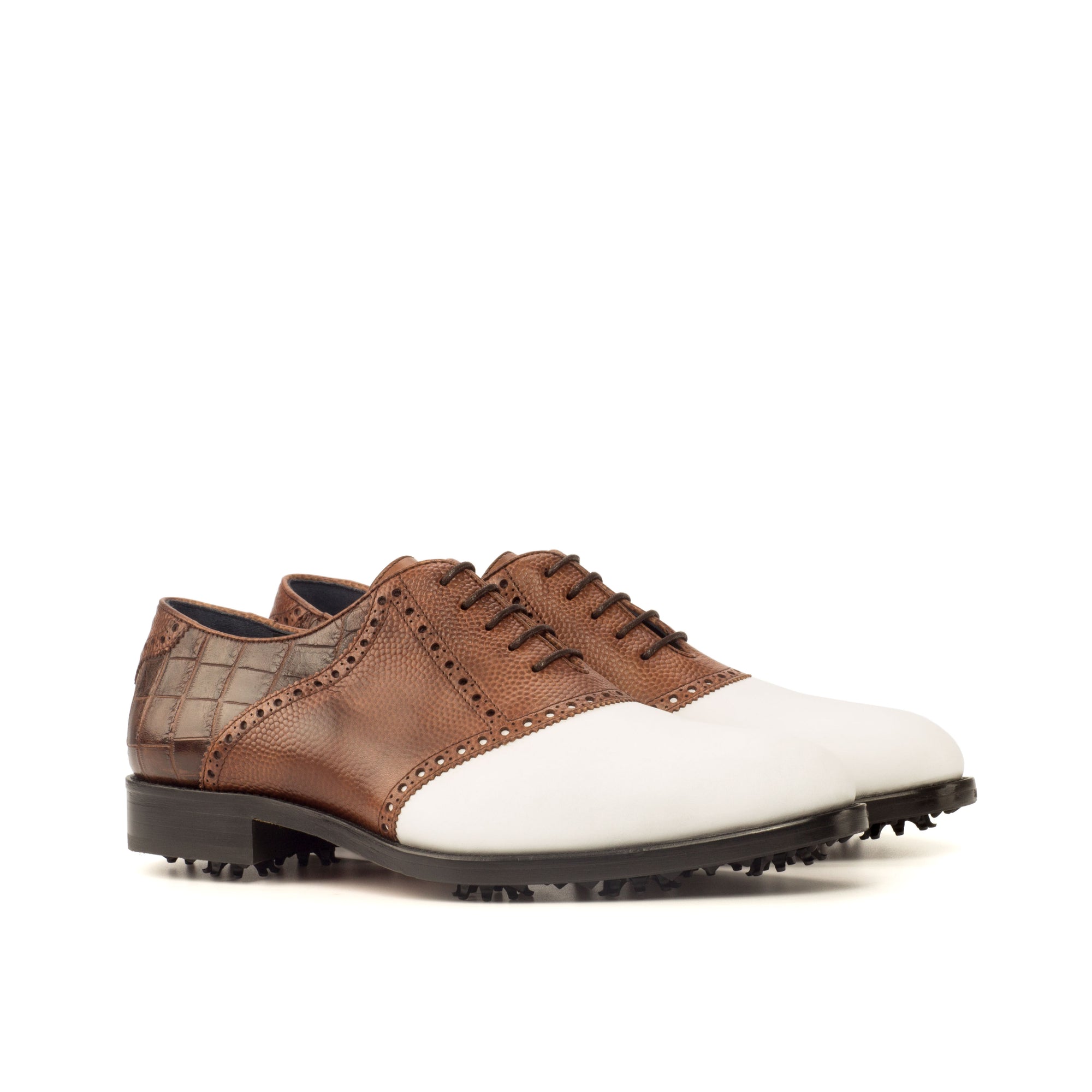 Custom Golf Shoes - Chocolate Croco, Luxury Custom Golf Shoes