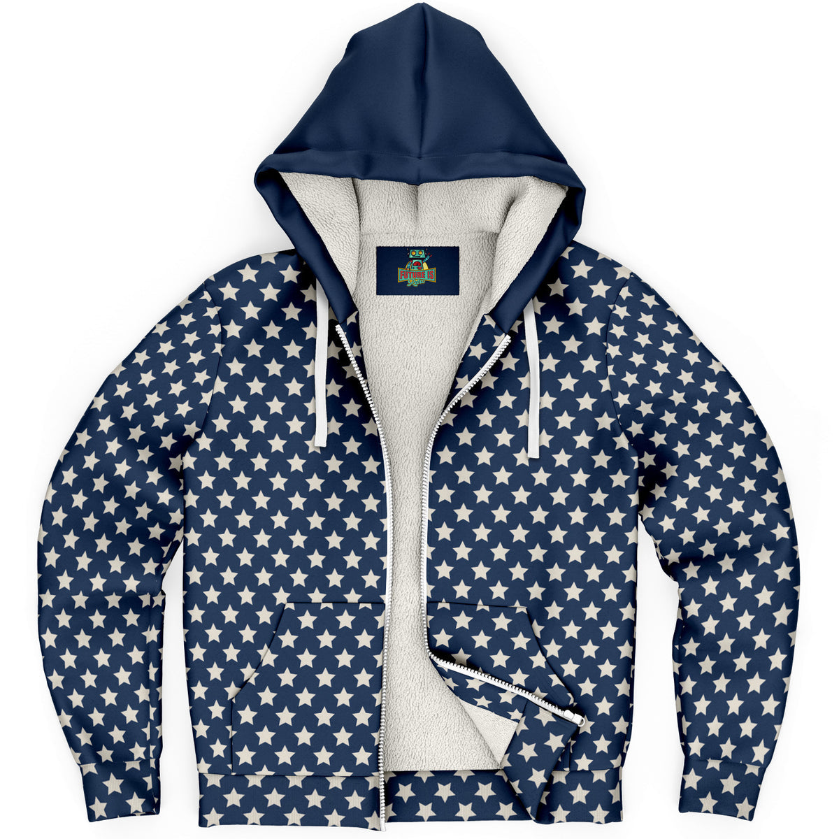 Silver Star Microfleece Zip Up hoodie - AOP