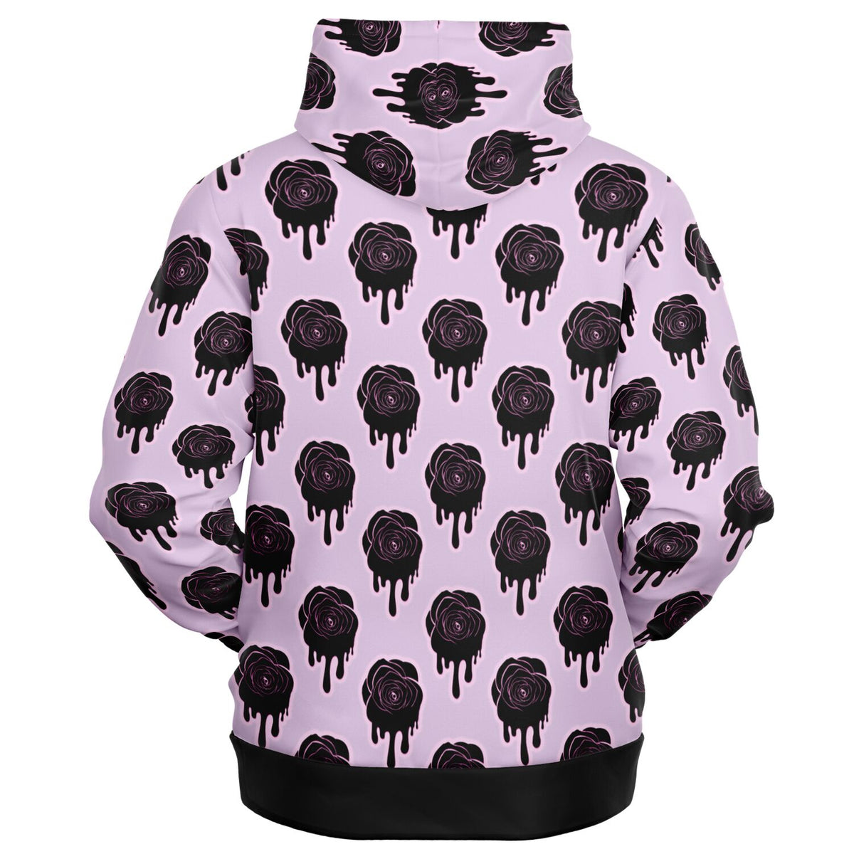 Athletic Zip-Up Hoodie - Black Rose Hoodie, Pastel Goth Hoodie