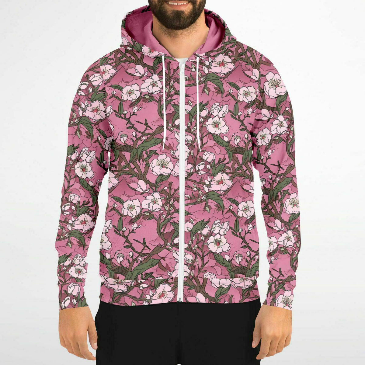 Athletic Zip-Up Hoodie Cherry Blossom
