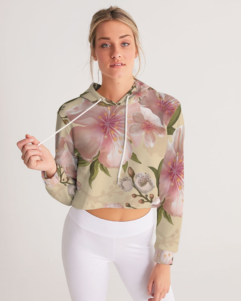 Watercolour flower  Women's Cropped Hoodie