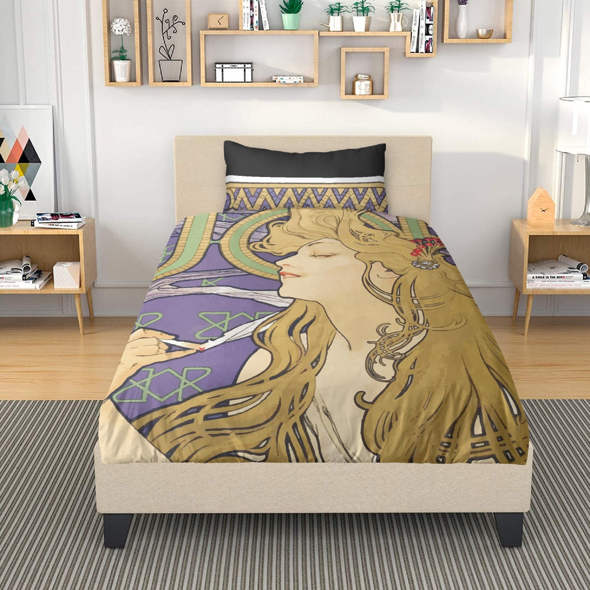 Bedding Set - Boho Aesthetic Art Nouveau Alfonse Mucha Print