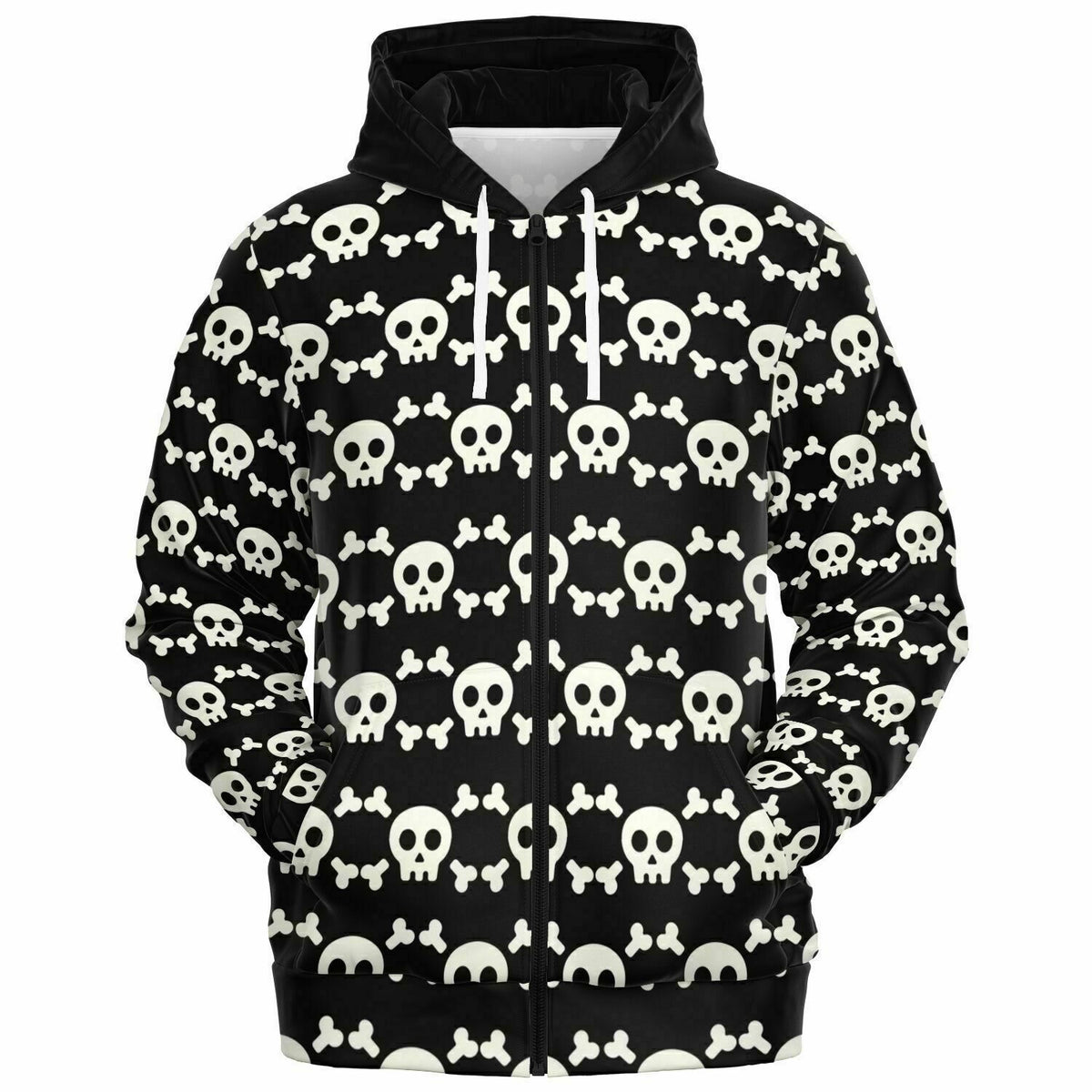 Athletic Zip-Up Hoodie Skull and Bones