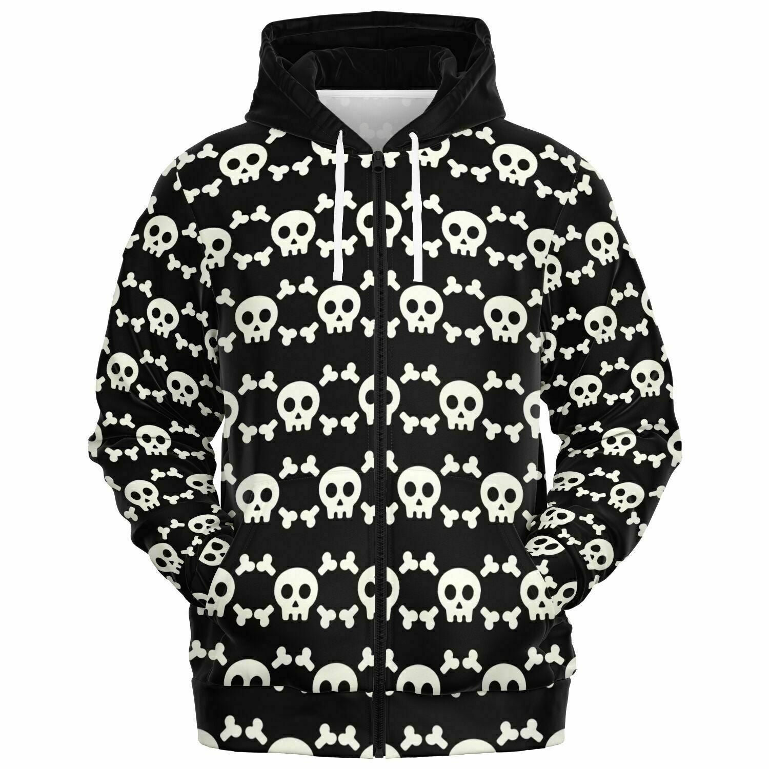 Athletic Zip-Up Hoodie Skull and Bones