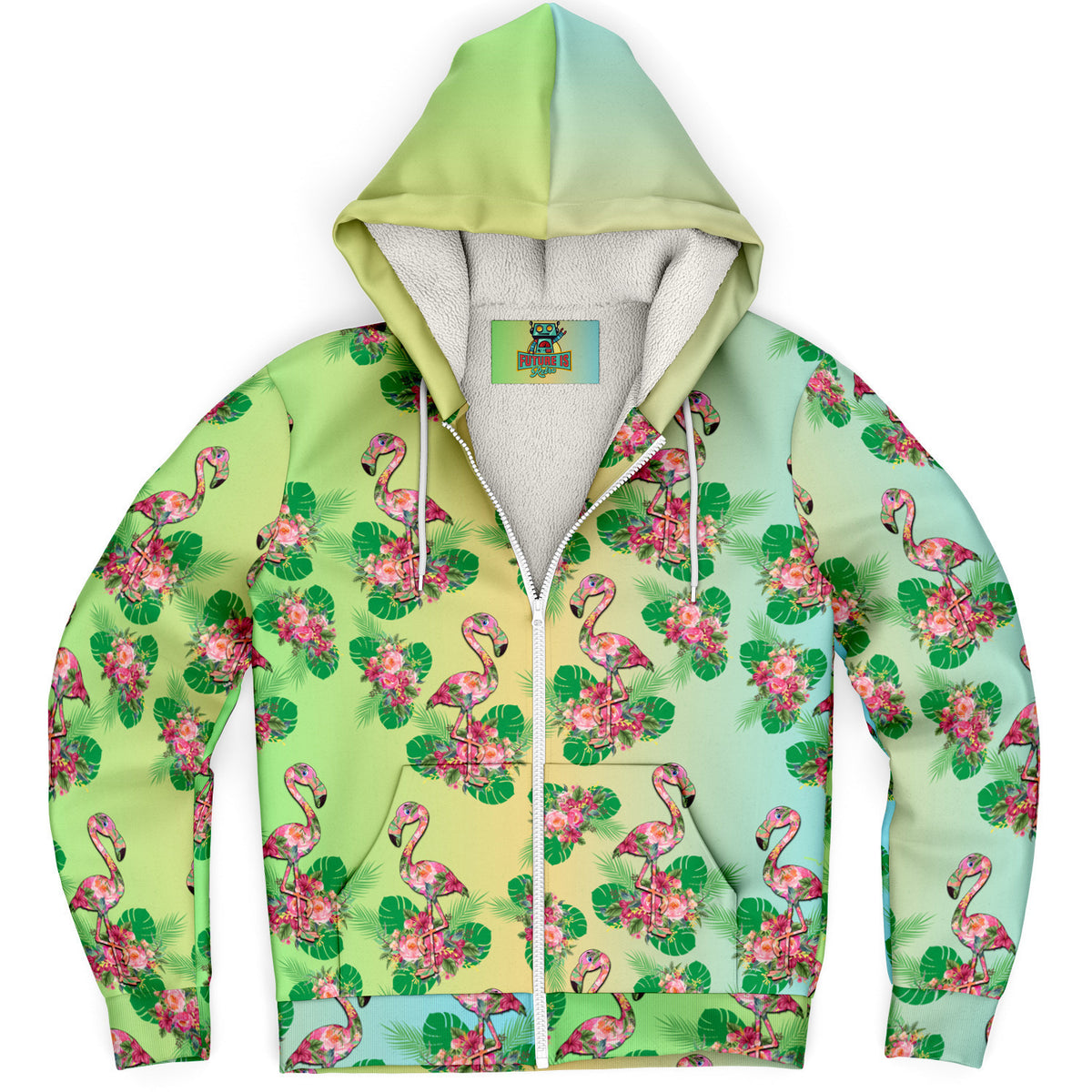 Microfleece Zip hoodie 90s Flamingo