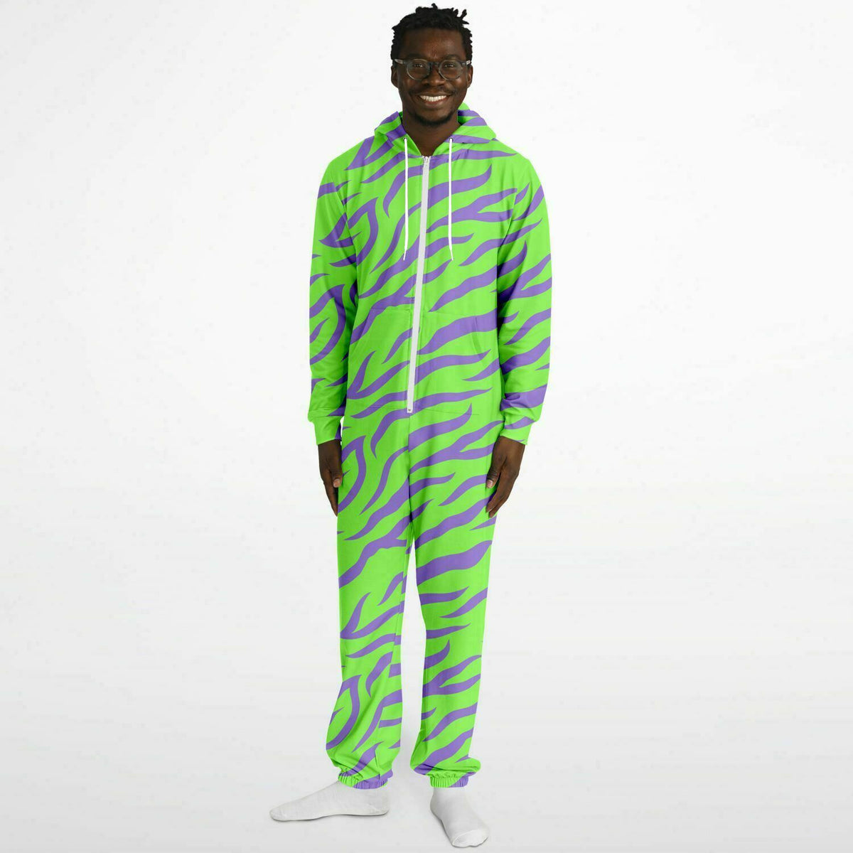 Rave Jumpsuit with pockets Neon Tiger, Loungewear, festival clothing