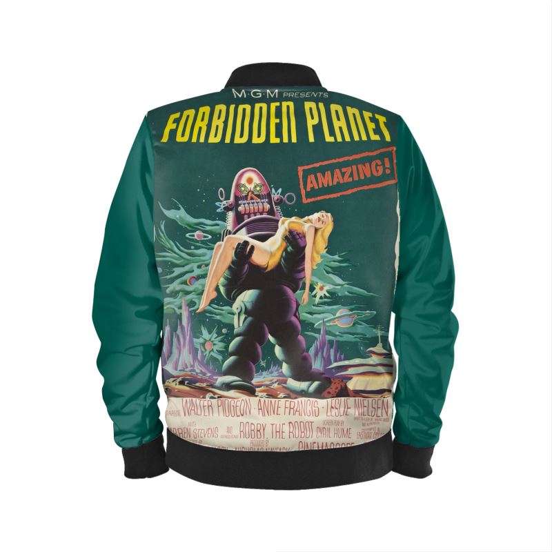 Vintage Sci-Fi &quot;Forbidden Planet&quot; Sci Fi Bomber Jacket, Velvet Bomber Jacket, Quilted Bomber, Satin Bomber