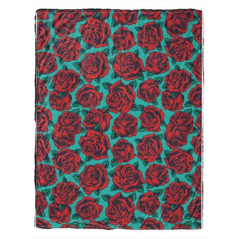 Velvet and Sherpa Fleece - Bed of Roses