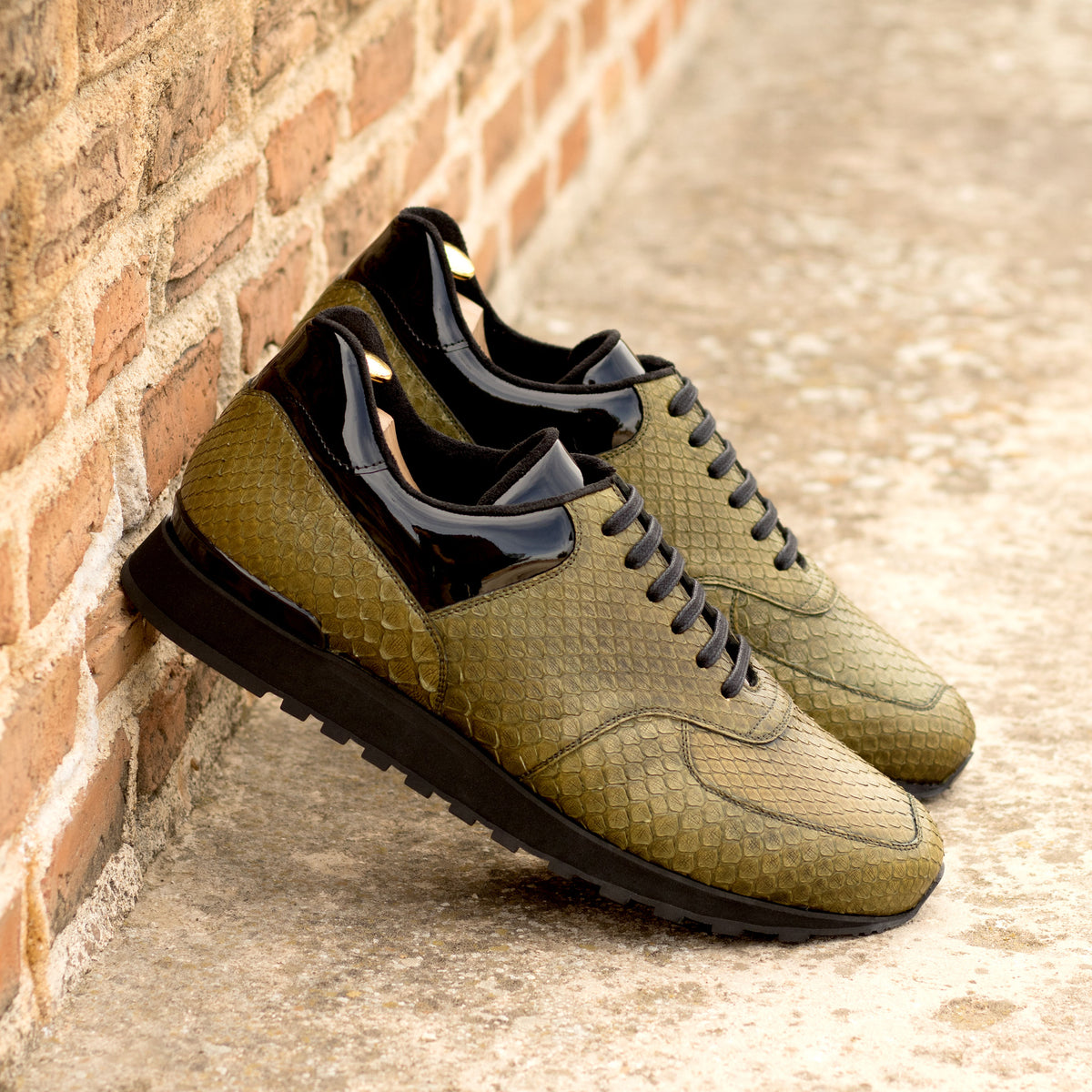 Serpent Leather Olive Sneakers (The Martini)