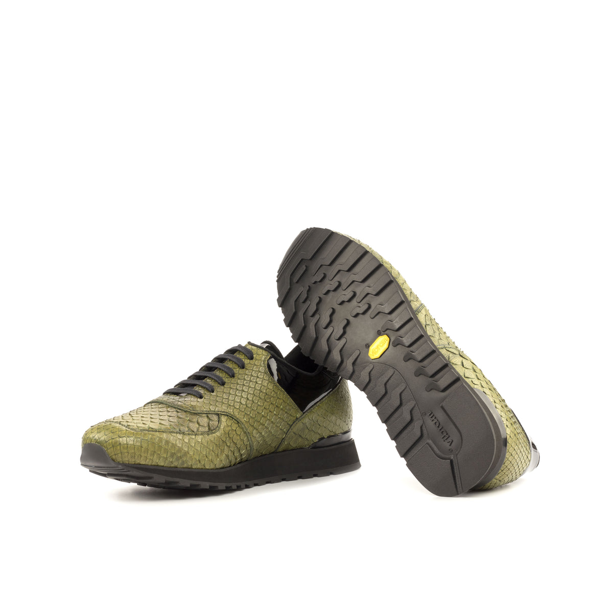 Serpent Leather Olive Sneakers (The Martini)