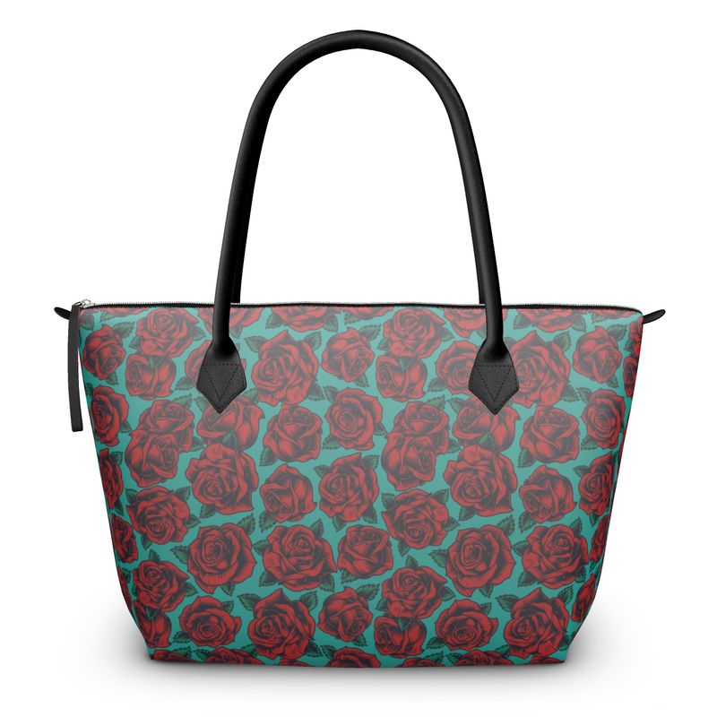 Vintage Rose Zip-Top Handbag