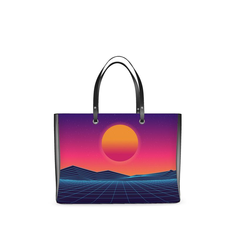 Retro Sunrise Print Premium Handbag