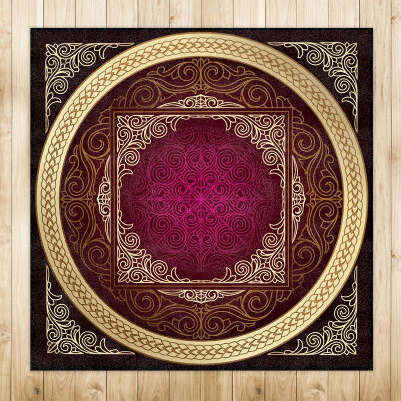 Maroon Gold Art Deco Rug