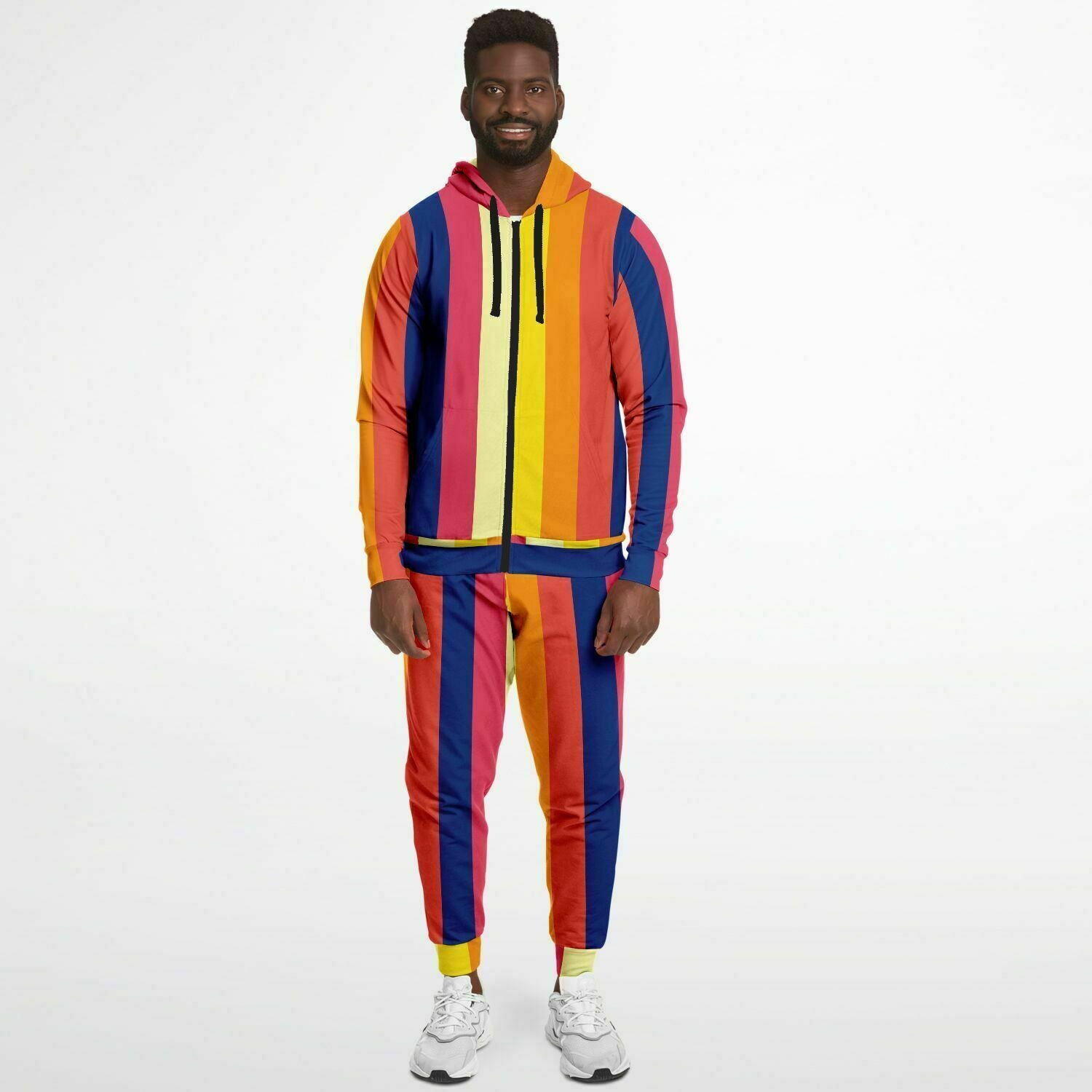 Trainingsanzug mit Kapuzenpullover und Jogginghose mit Retro-Streifen 