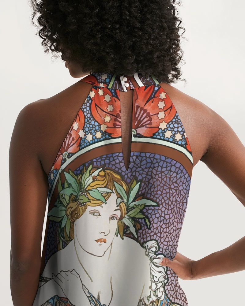 Halter Dress Art Nouveau Alphonse Mucha design