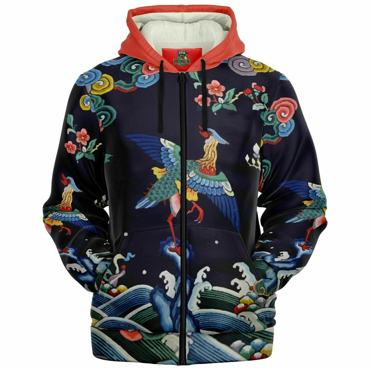 Vintage Chinese Art Hoodie (Chinese crane Rank badge)