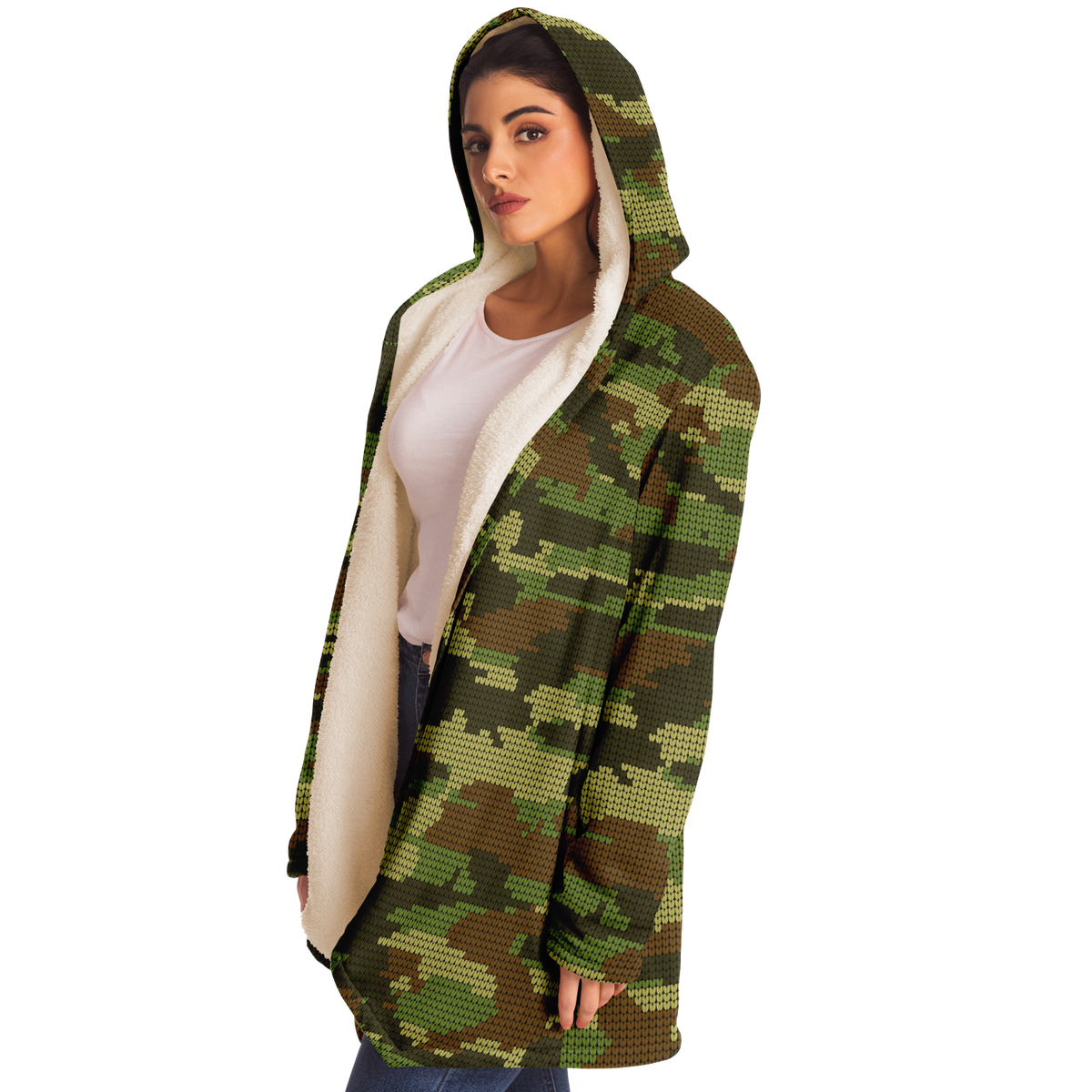 Camo Microfleece Unisex Hooded Cloak
