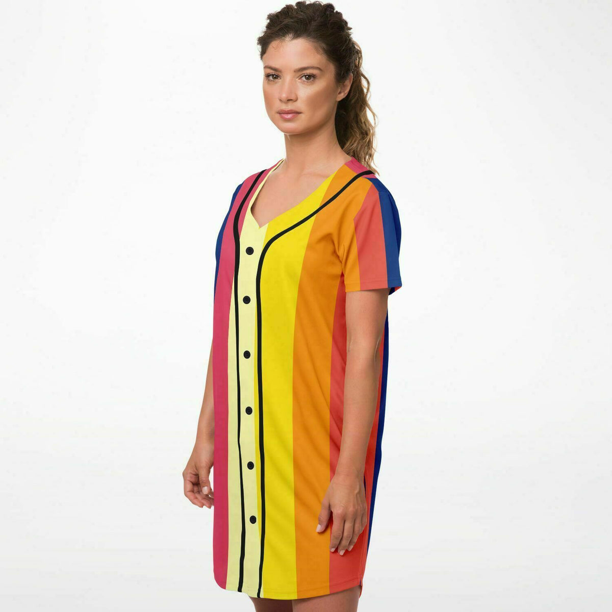 Baseball Jersey Dress Retro 70&#39;s stripe