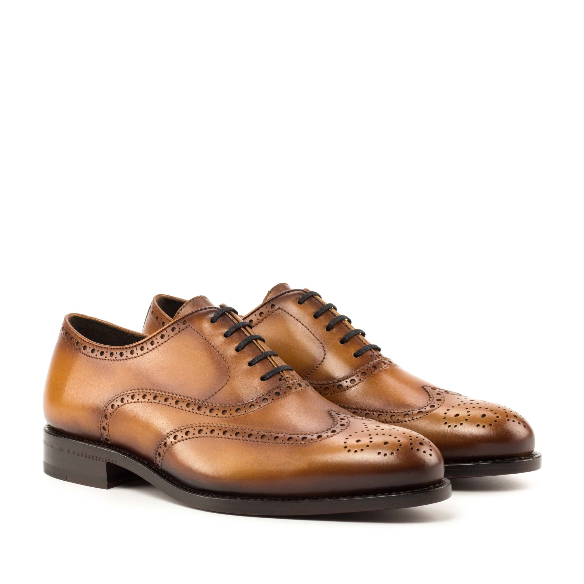 Full Brogue Shoes in Toffee Coloured Leather