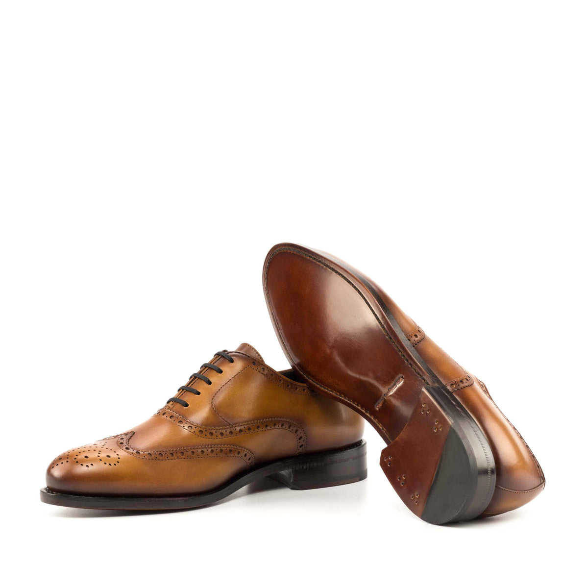 Full Brogue Shoes in Toffee Coloured Leather