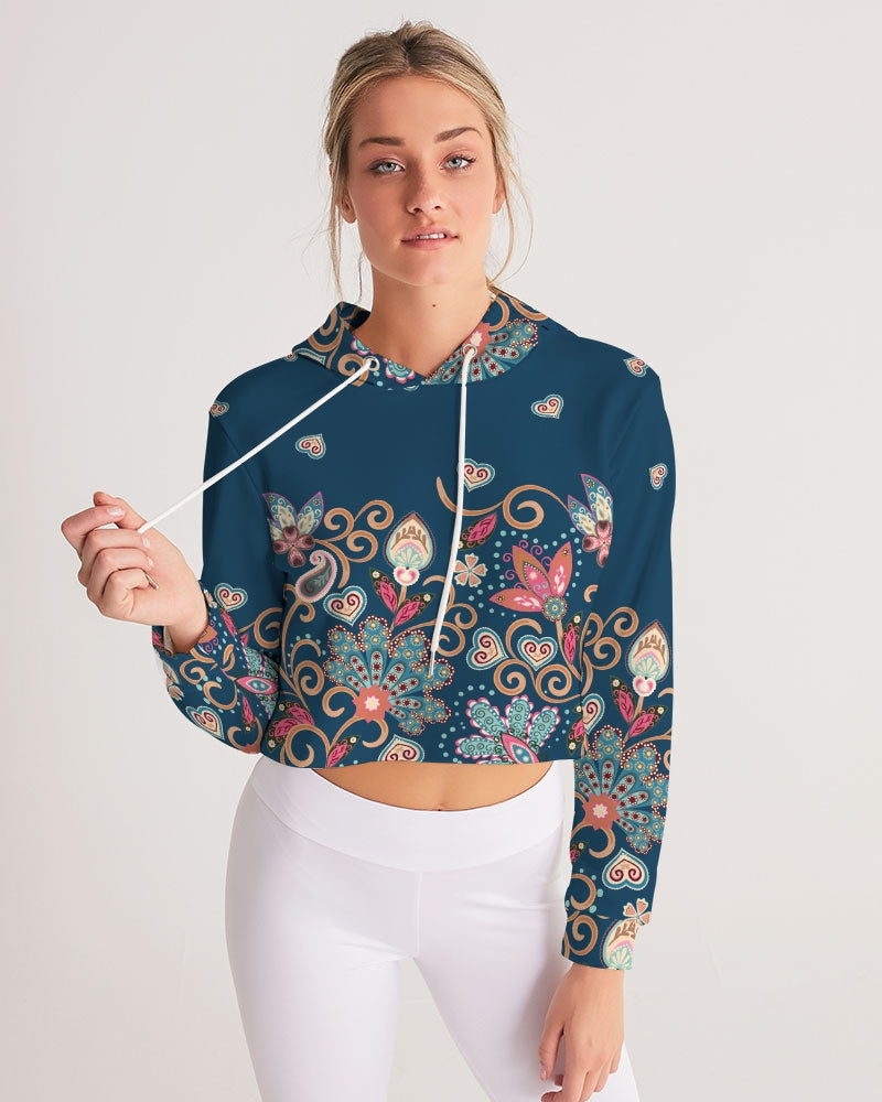 Art Deco Paisley Women's Cropped Hoodie