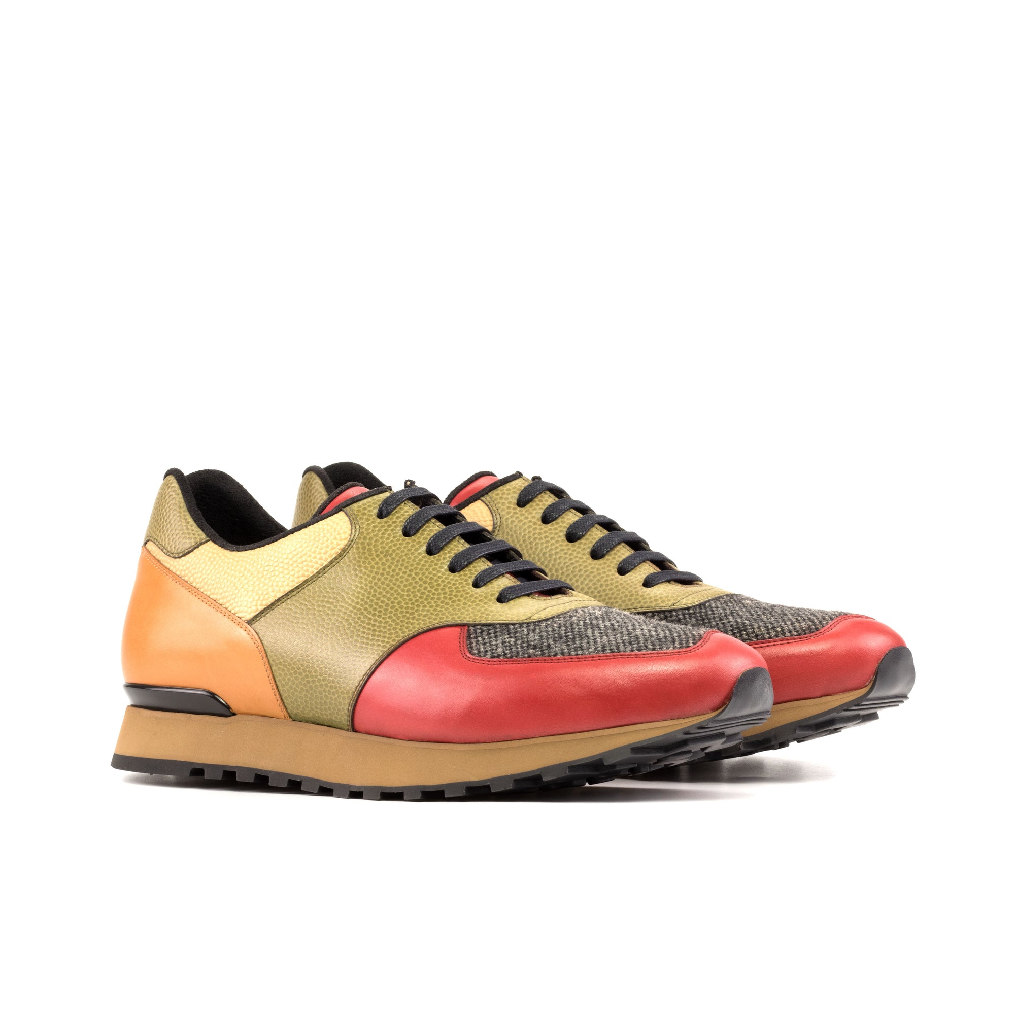 Retro Leather Sneakers, Multi Coloured Handmade