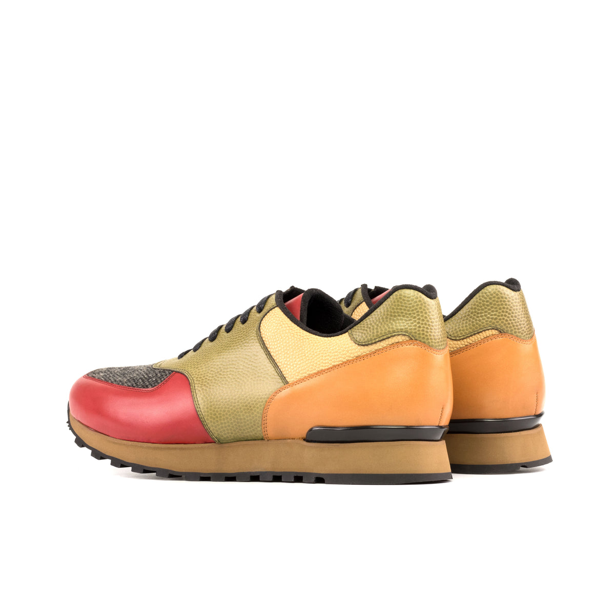 Retro Leather Sneakers, Multi Coloured Handmade