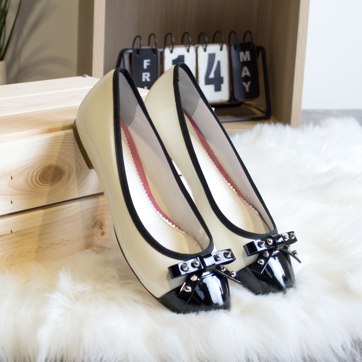 Black and White Patent Ballet Flats, Shoes for Wedding