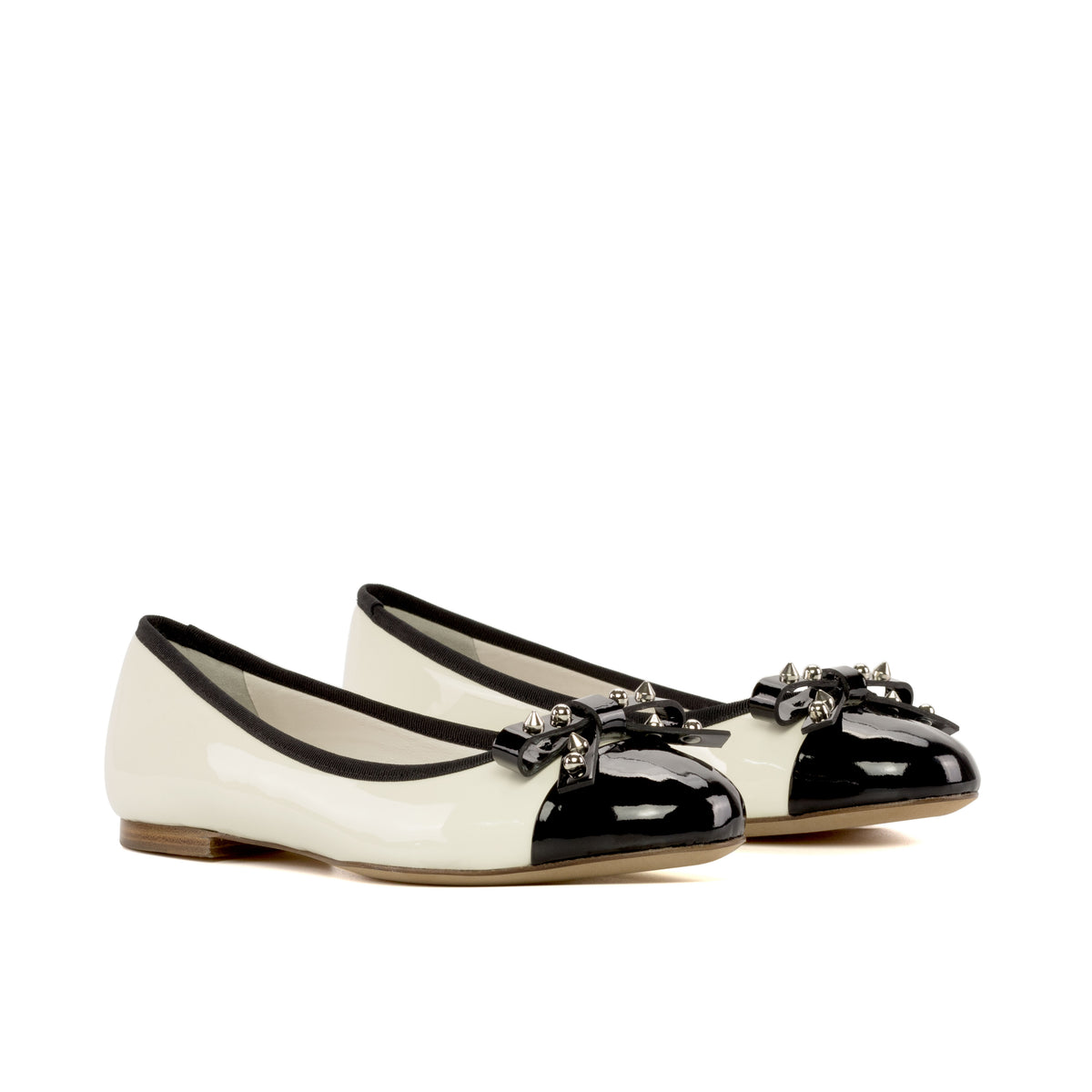 Black and White Patent Ballet Flats, Shoes for Wedding
