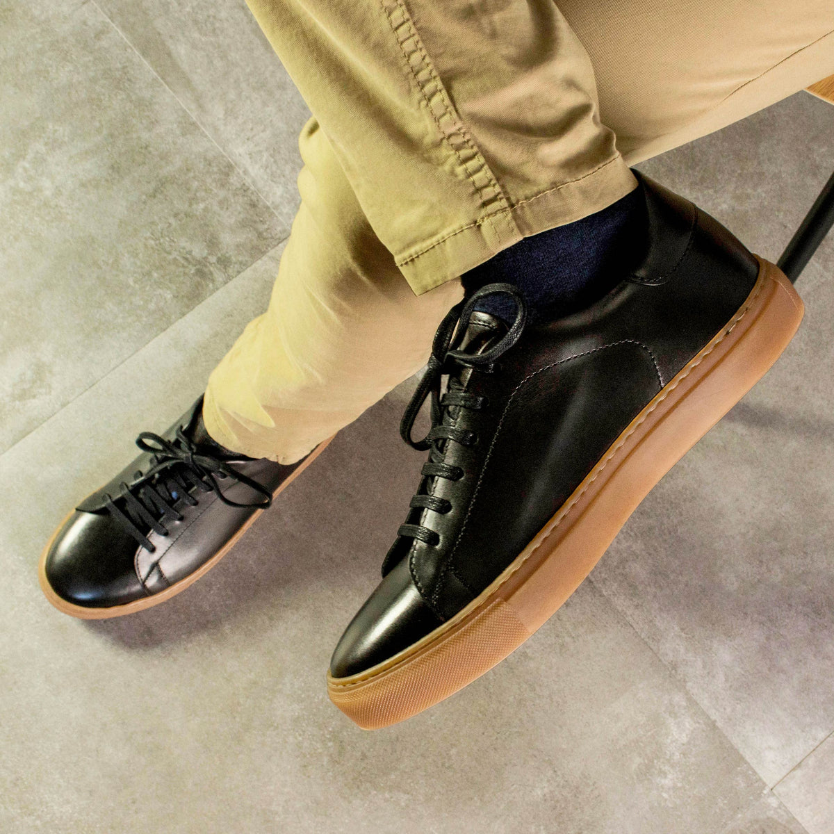 Black Midnight Luxury Nappa Leather Cupsole Sneakers