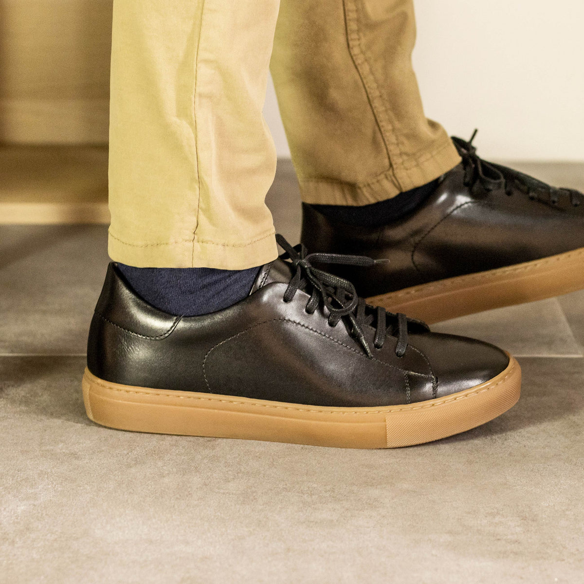 Black Midnight Luxury Nappa Leather Cupsole Sneakers